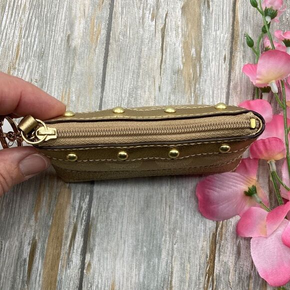 Coach Vintage Gold Lurex Studded Mini Key Chain Wallet Coin Purse Bag - Picture 3 of 14